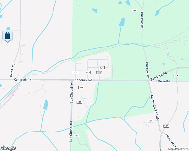 map of restaurants, bars, coffee shops, grocery stores, and more near County Road 100 in Corinth