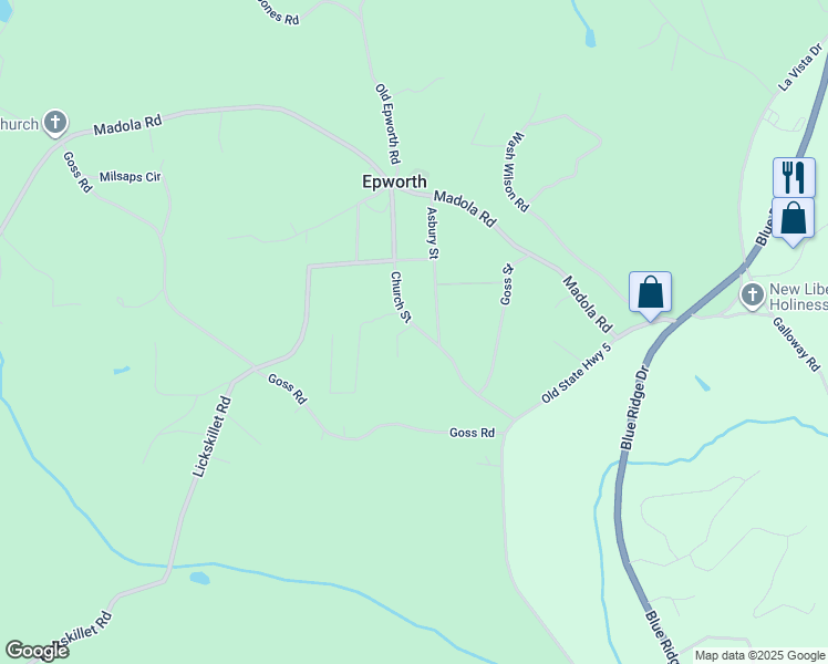 map of restaurants, bars, coffee shops, grocery stores, and more near 301 Church Street in McCaysville