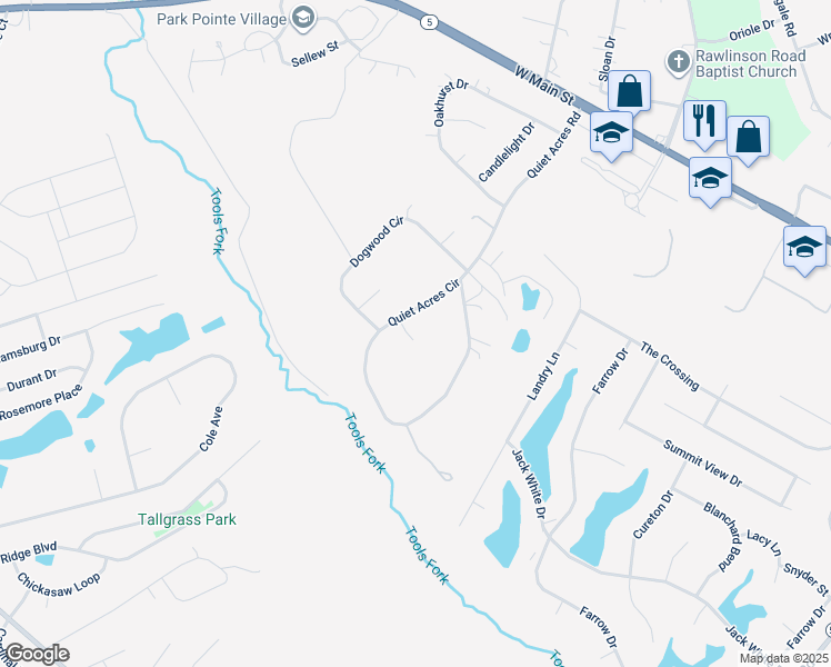 map of restaurants, bars, coffee shops, grocery stores, and more near 1257 Quiet Acres Road in Rock Hill