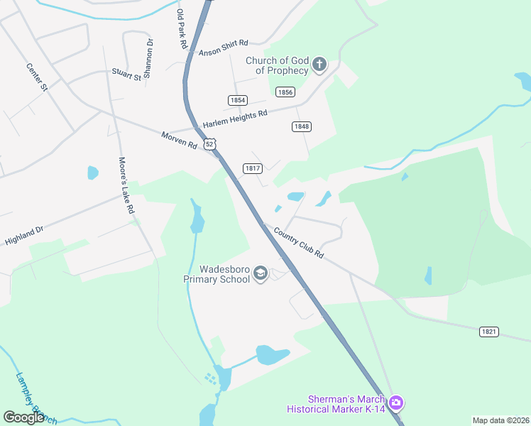 map of restaurants, bars, coffee shops, grocery stores, and more near 1299 U.S. 52 in Wadesboro