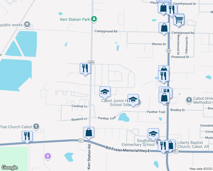 map of restaurants, bars, coffee shops, grocery stores, and more near 1 Bristol Drive in Cabot