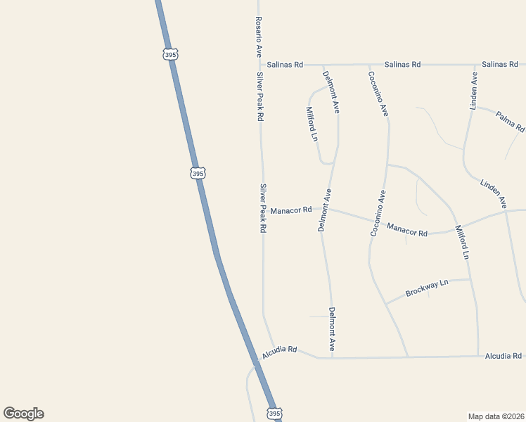 map of restaurants, bars, coffee shops, grocery stores, and more near Silver Peak Road in San Bernardino County