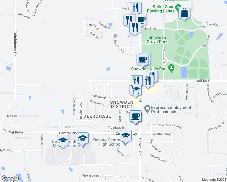 map of restaurants, bars, coffee shops, grocery stores, and more near 5902 Christopher Jordan Drive in Southaven