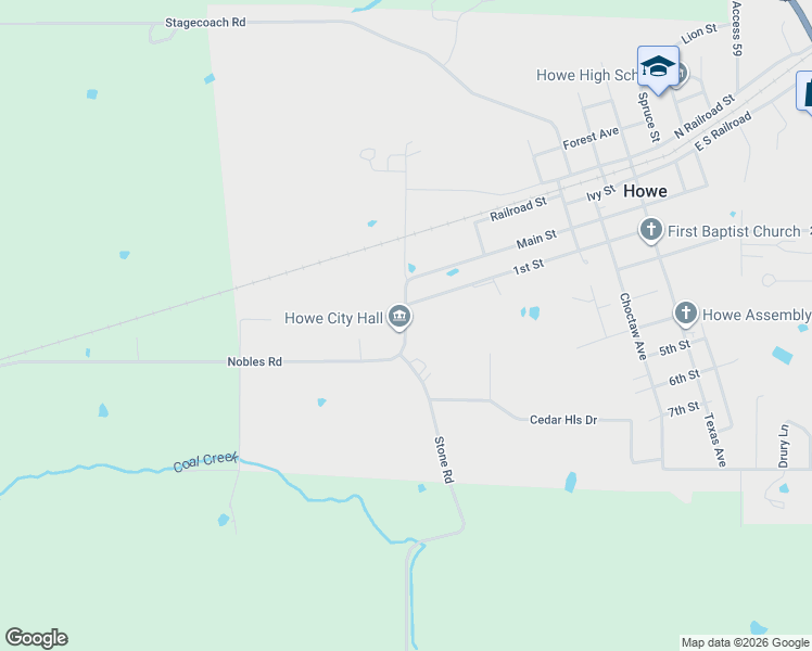 map of restaurants, bars, coffee shops, grocery stores, and more near West Street in Howe