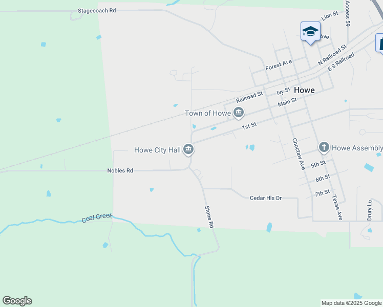 map of restaurants, bars, coffee shops, grocery stores, and more near West Street in Howe