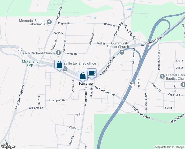 map of restaurants, bars, coffee shops, grocery stores, and more near Schmitt in Rossville