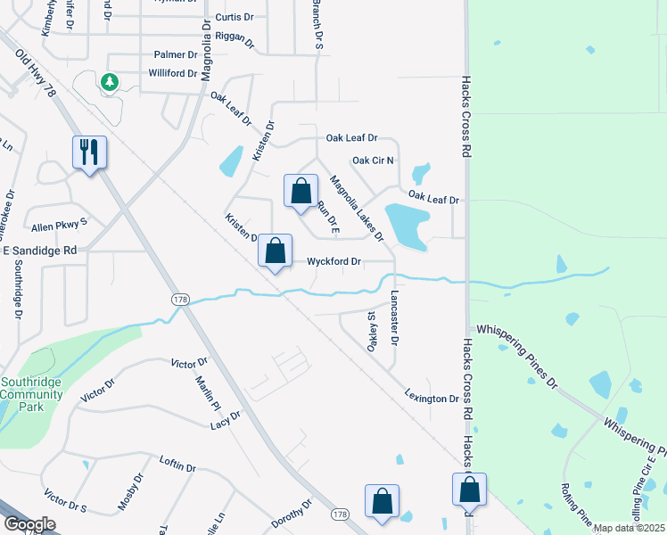 map of restaurants, bars, coffee shops, grocery stores, and more near 10707 Wyckford Drive in Olive Branch