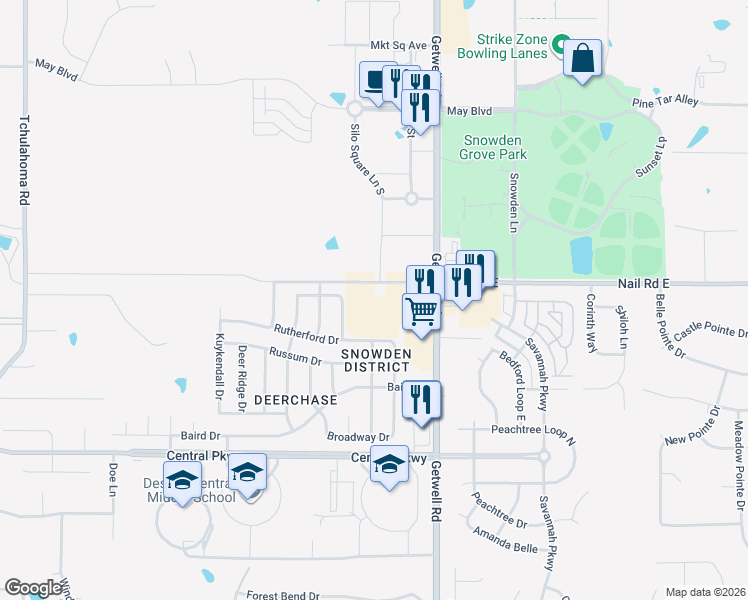 map of restaurants, bars, coffee shops, grocery stores, and more near 5914 Christopher Jordan Drive in Southaven