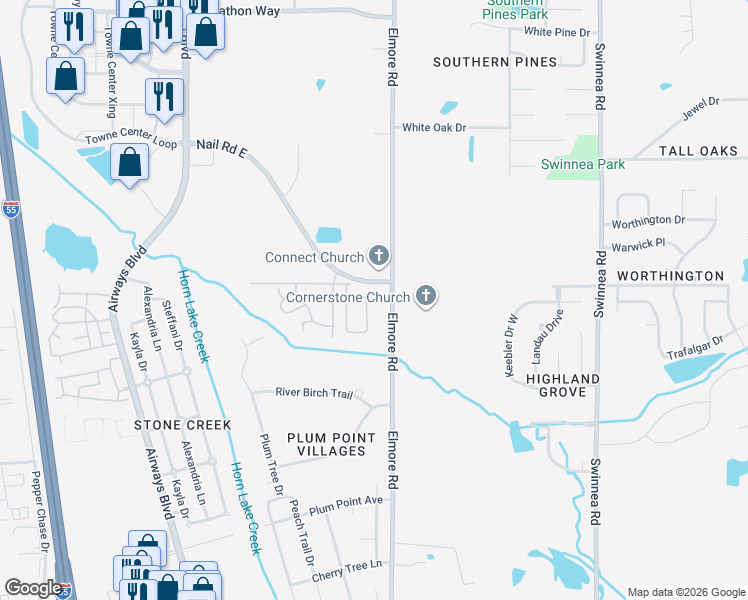 map of restaurants, bars, coffee shops, grocery stores, and more near 5850 Garden Walk South in Southaven
