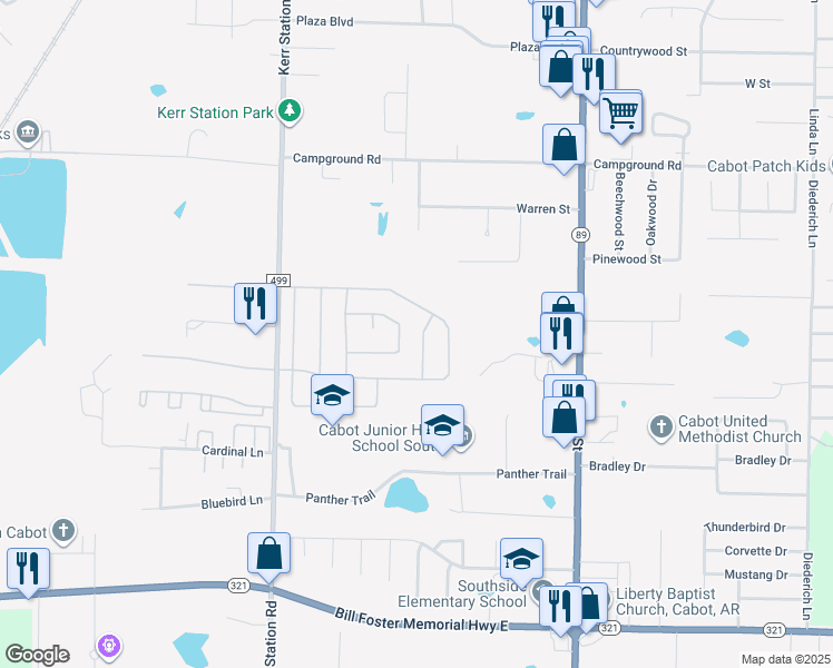 map of restaurants, bars, coffee shops, grocery stores, and more near 19 Darlington Drive in Cabot