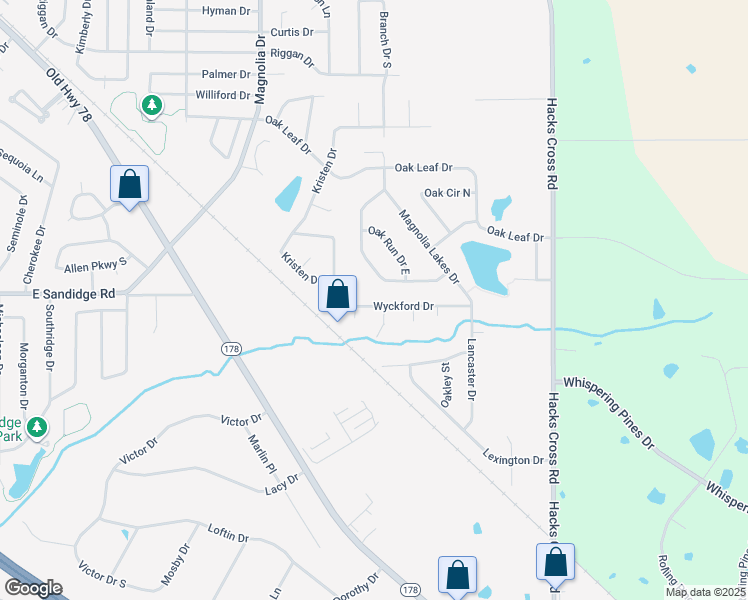 map of restaurants, bars, coffee shops, grocery stores, and more near 10636 Wyckford Drive in Olive Branch