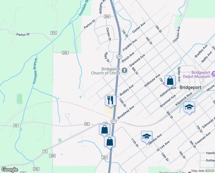 map of restaurants, bars, coffee shops, grocery stores, and more near 1004 Diamond Avenue in Bridgeport