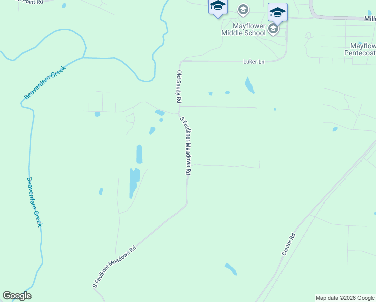 map of restaurants, bars, coffee shops, grocery stores, and more near South Faulkner Meadows Road in Mayflower