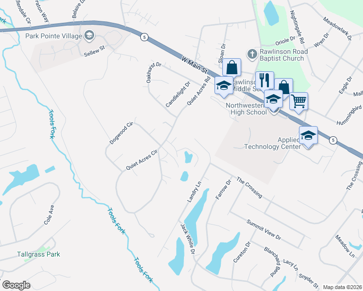 map of restaurants, bars, coffee shops, grocery stores, and more near 2544 Barrington Court in Rock Hill