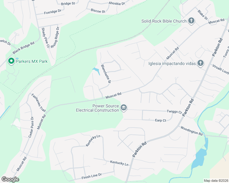 map of restaurants, bars, coffee shops, grocery stores, and more near 6010 Muscat Road in Hope Mills