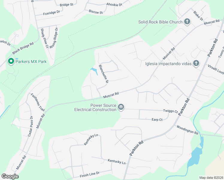 map of restaurants, bars, coffee shops, grocery stores, and more near 6010 Muscat Road in Hope Mills