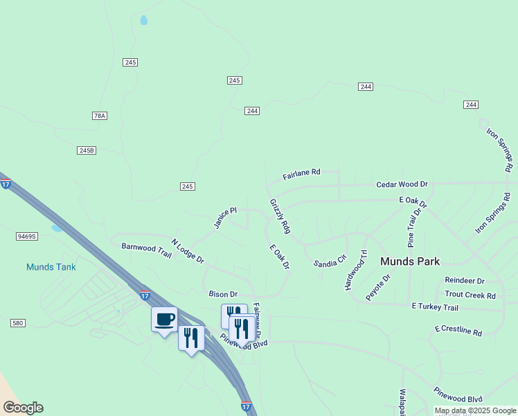 map of restaurants, bars, coffee shops, grocery stores, and more near 30 Janice Place in Sedona
