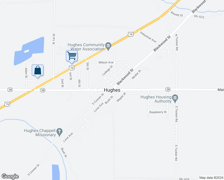 map of restaurants, bars, coffee shops, grocery stores, and more near in Hughes