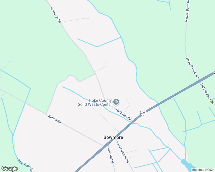 map of restaurants, bars, coffee shops, grocery stores, and more near 456 McQuage Road in Raeford