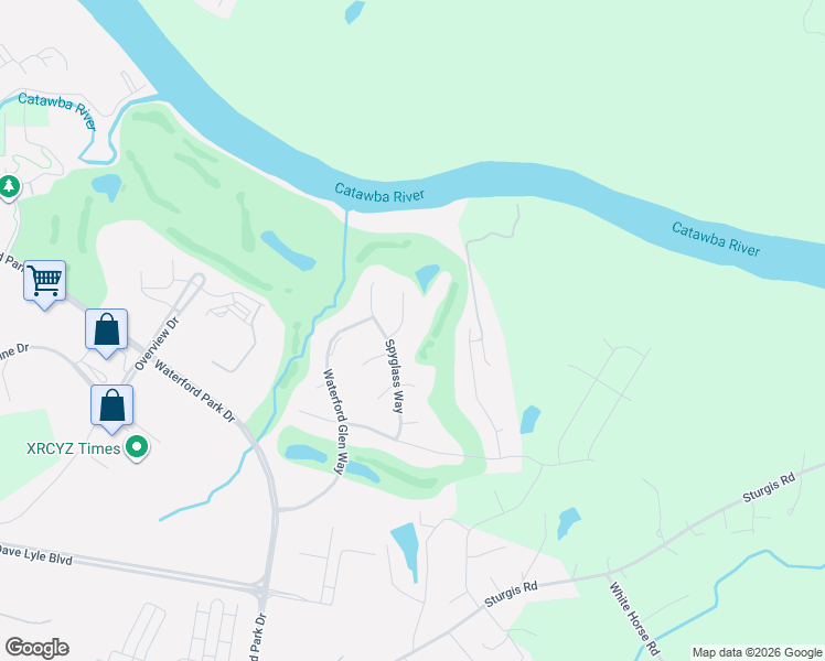 map of restaurants, bars, coffee shops, grocery stores, and more near 410 Inverness Place in Rock Hill