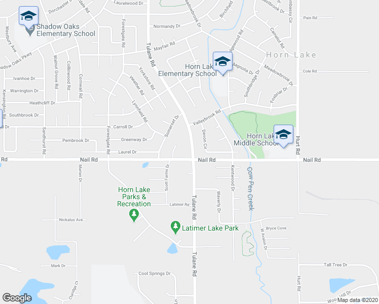 map of restaurants, bars, coffee shops, grocery stores, and more near 6005 Tulane Road in Horn Lake