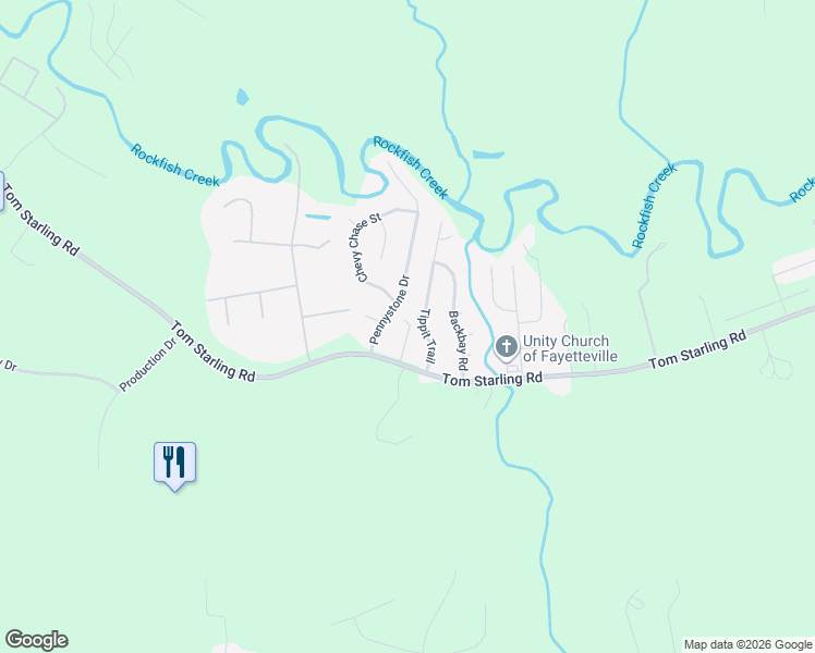 map of restaurants, bars, coffee shops, grocery stores, and more near 1235 Tom Starling Road in Fayetteville