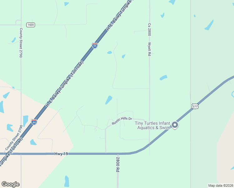 map of restaurants, bars, coffee shops, grocery stores, and more near 7 Rustic Hills Drive in Ninnekah
