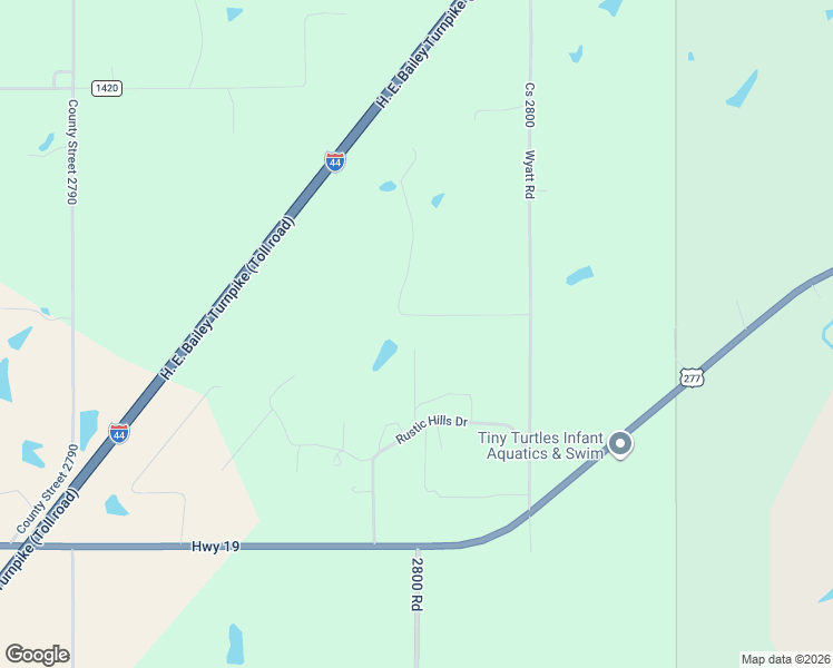 map of restaurants, bars, coffee shops, grocery stores, and more near 7 Rustic Hills Drive in Ninnekah