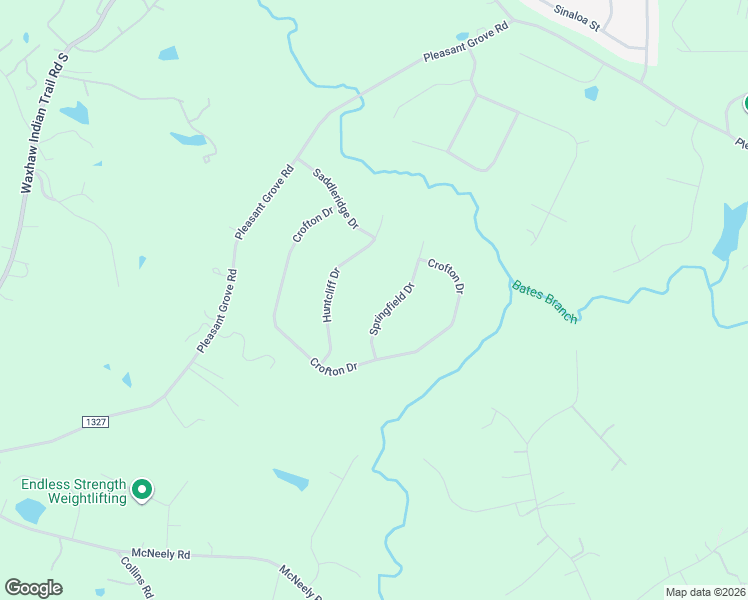 map of restaurants, bars, coffee shops, grocery stores, and more near 1513 Springfield Drive in Waxhaw