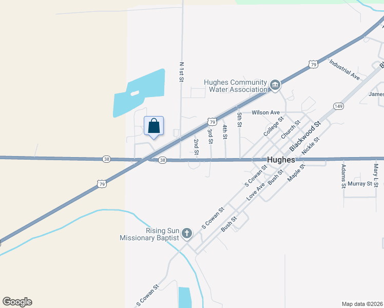 map of restaurants, bars, coffee shops, grocery stores, and more near 311 Main Street in Hughes