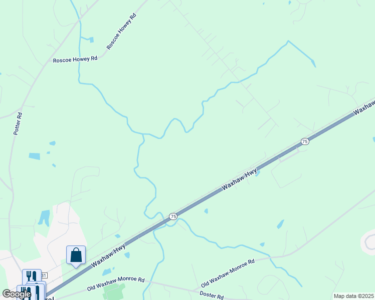 map of restaurants, bars, coffee shops, grocery stores, and more near 5206 Waxhaw Highway in Monroe