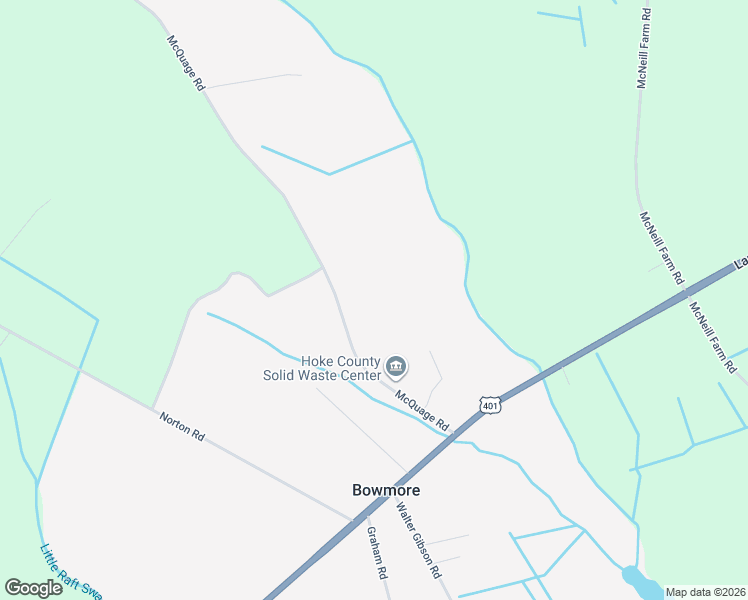map of restaurants, bars, coffee shops, grocery stores, and more near 456 McQuage Road in Raeford