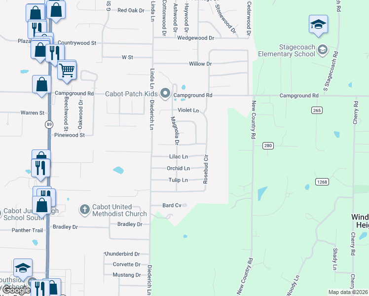 map of restaurants, bars, coffee shops, grocery stores, and more near 13 Buttercup Lane in Cabot