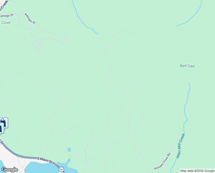 map of restaurants, bars, coffee shops, grocery stores, and more near Shake Rag Road in Hiawassee