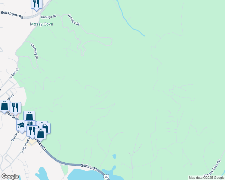 map of restaurants, bars, coffee shops, grocery stores, and more near 336 Mountain Drive North in Hiawassee