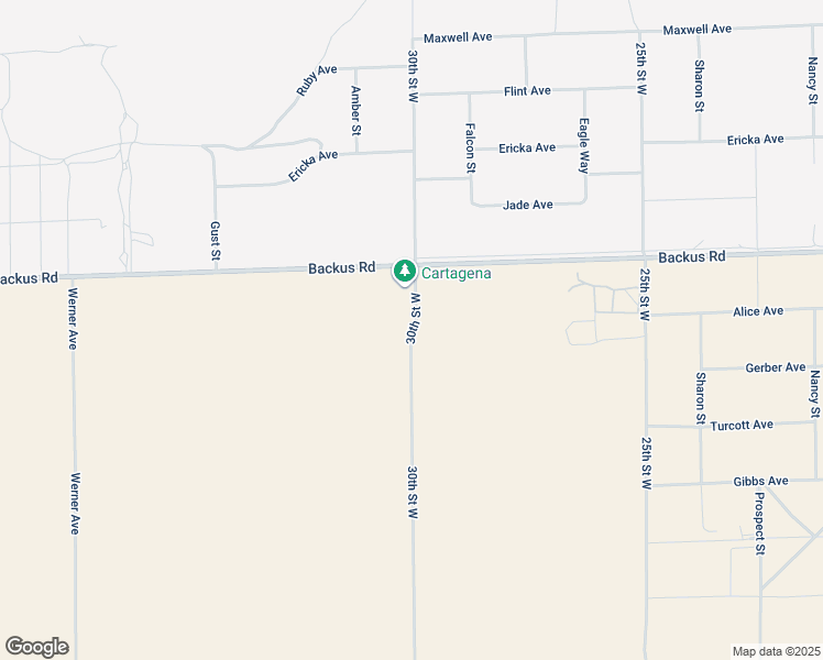 map of restaurants, bars, coffee shops, grocery stores, and more near 30th Street West in Mojave