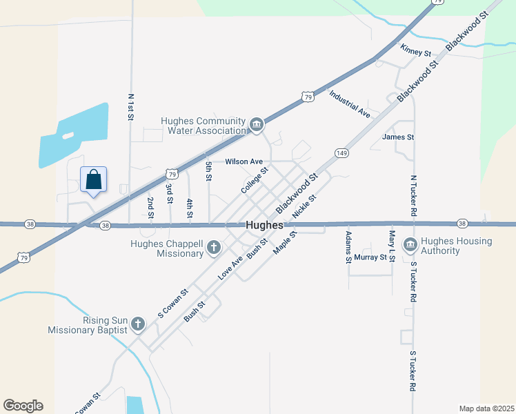map of restaurants, bars, coffee shops, grocery stores, and more near in Hughes