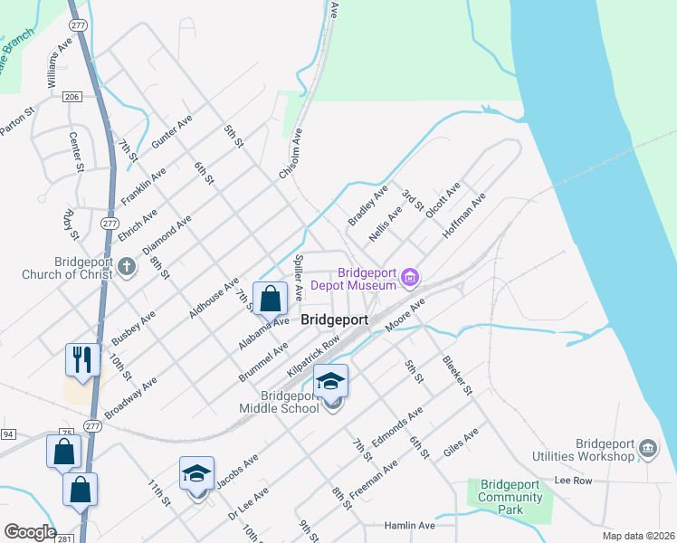 map of restaurants, bars, coffee shops, grocery stores, and more near 302 Spiller Avenue in Bridgeport