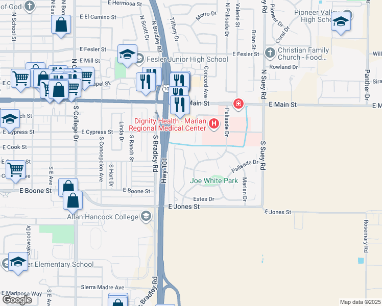 map of restaurants, bars, coffee shops, grocery stores, and more near 405 Chalfonte Court in Santa Maria