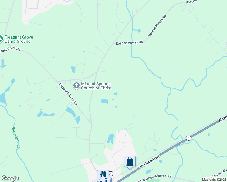 map of restaurants, bars, coffee shops, grocery stores, and more near 2703 Potter Road in Waxhaw
