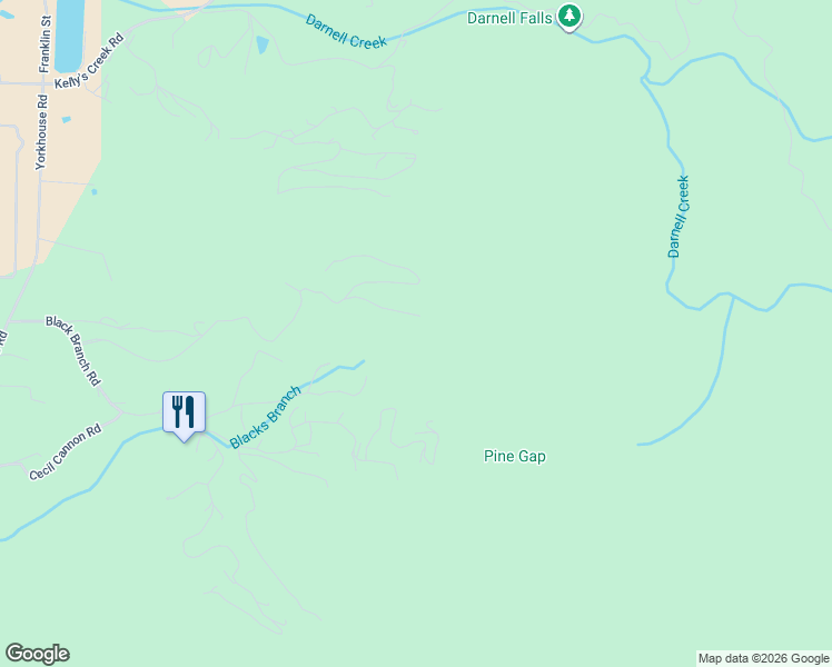 map of restaurants, bars, coffee shops, grocery stores, and more near 182 Blueberry Lane in Rabun Gap