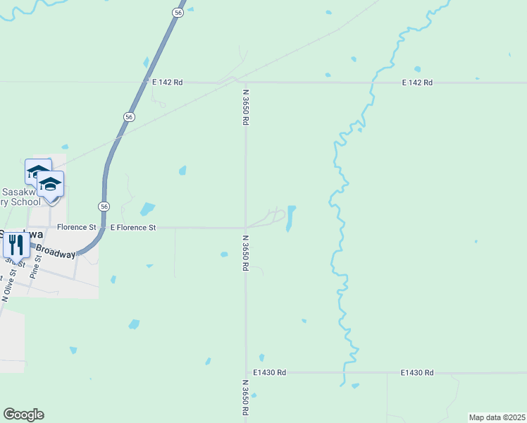 map of restaurants, bars, coffee shops, grocery stores, and more near 11922 North 3650 Road in Sasakwa