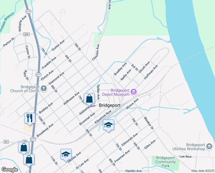map of restaurants, bars, coffee shops, grocery stores, and more near 302 Spiller Avenue in Bridgeport