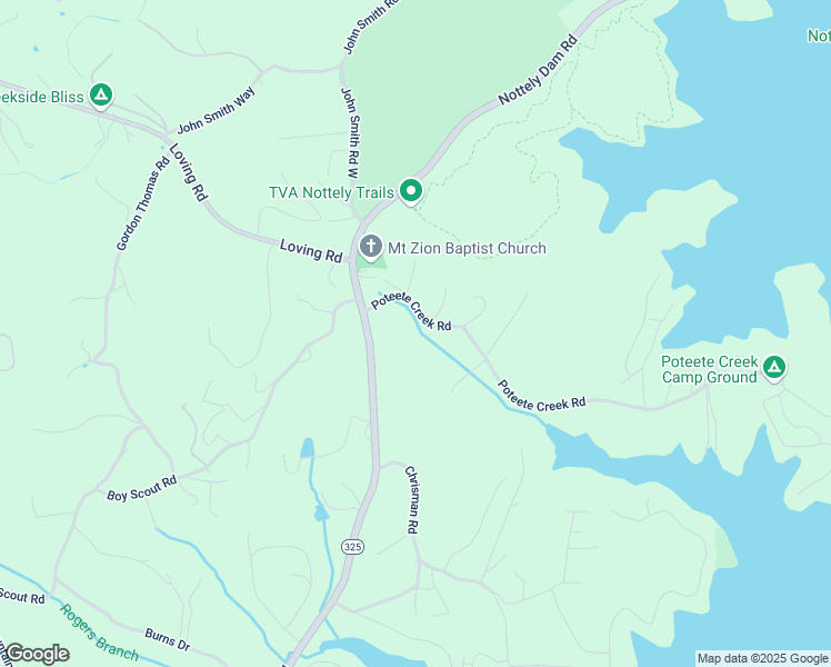 map of restaurants, bars, coffee shops, grocery stores, and more near 196 Poteete Creek Road in Blairsville