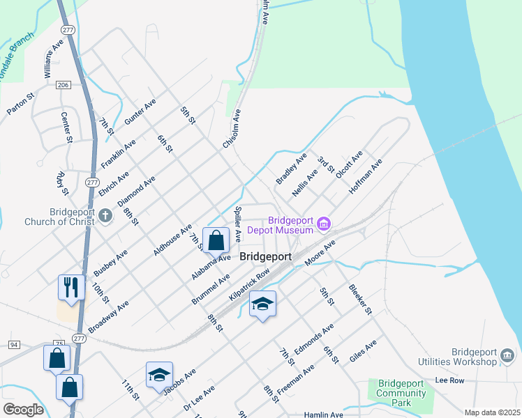 map of restaurants, bars, coffee shops, grocery stores, and more near 302 Spiller Avenue in Bridgeport