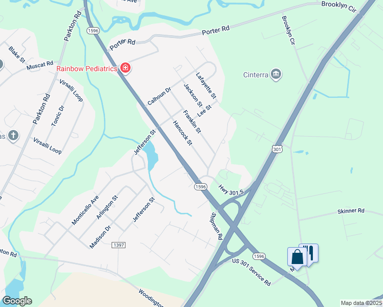 map of restaurants, bars, coffee shops, grocery stores, and more near 5714 Hancock Street in Hope Mills