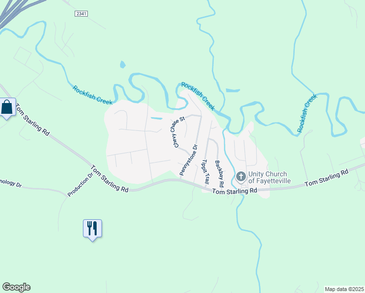 map of restaurants, bars, coffee shops, grocery stores, and more near 815 Chevy Chase Street in Fayetteville