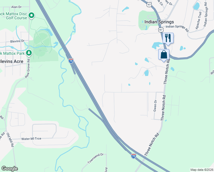 map of restaurants, bars, coffee shops, grocery stores, and more near 558 Random Terrace in Ringgold