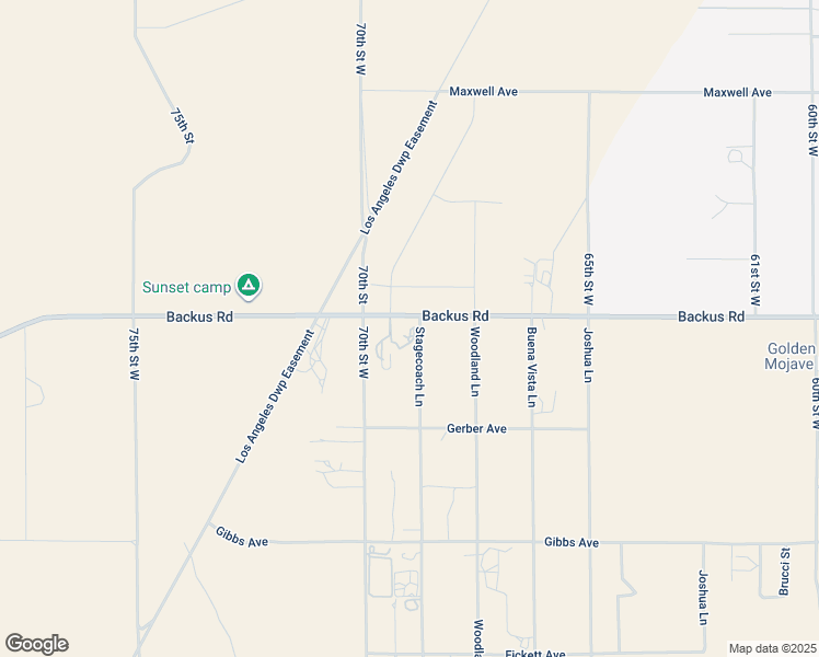 map of restaurants, bars, coffee shops, grocery stores, and more near 6916 Backus Road in Mojave