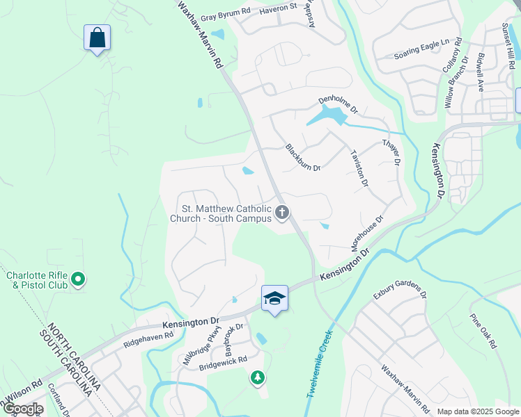 map of restaurants, bars, coffee shops, grocery stores, and more near 8701 Anklin Forrest Drive in Waxhaw